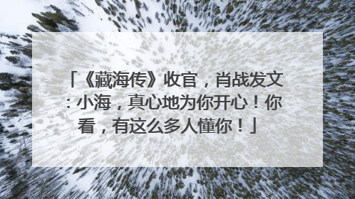 《藏海传》收官，肖战发文：小海，真心地为你开心！你看，有这么多人懂你！