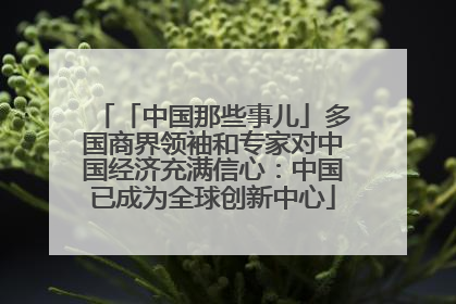 「中国那些事儿」多国商界领袖和专家对中国经济充满信心：中国已成为全球创新中心