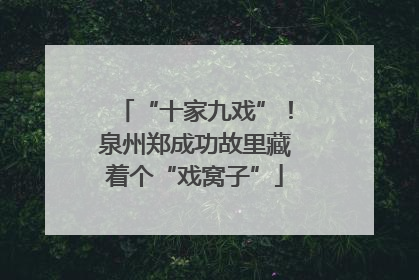 “十家九戏”！泉州郑成功故里藏着个“戏窝子”
