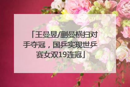 王曼昱/蒯曼横扫对手夺冠，国乒实现世乒赛女双19连冠