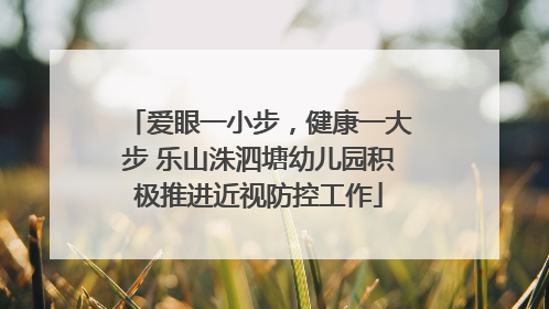 爱眼一小步，健康一大步 乐山洙泗塘幼儿园积极推进近视防控工作