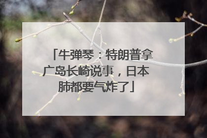 牛弹琴：特朗普拿广岛长崎说事，日本肺都要气炸了