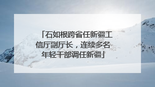 石如根跨省任新疆工信厅副厅长，连续多名年轻干部调任新疆
