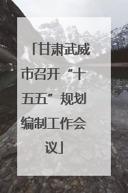 甘肃武威市召开“十五五”规划编制工作会议
