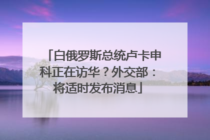 白俄罗斯总统卢卡申科正在访华？外交部：将适时发布消息