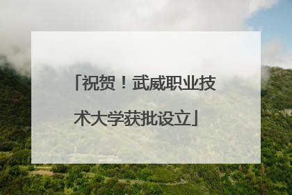 祝贺！武威职业技术大学获批设立