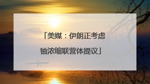 美媒：伊朗正考虑铀浓缩联营体提议