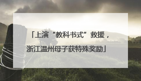 上演“教科书式”救援，浙江温州母子获特殊奖励