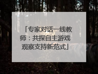 专家对话一线教师：共探自主游戏观察支持新范式