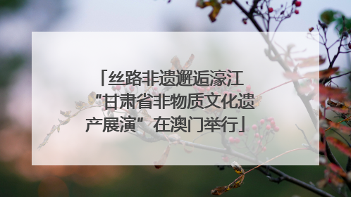 丝路非遗邂逅濠江 “甘肃省非物质文化遗产展演”在澳门举行