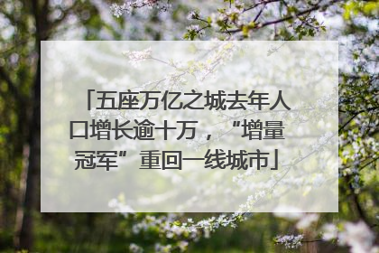 五座万亿之城去年人口增长逾十万，“增量冠军”重回一线城市