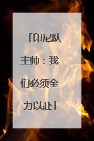 印尼队主帅：我们必须全力以赴
