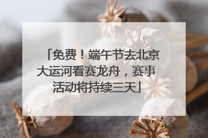 免费！端午节去北京大运河看赛龙舟，赛事活动将持续三天