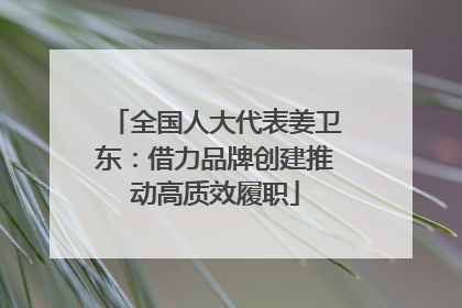 全国人大代表姜卫东：借力品牌创建推动高质效履职