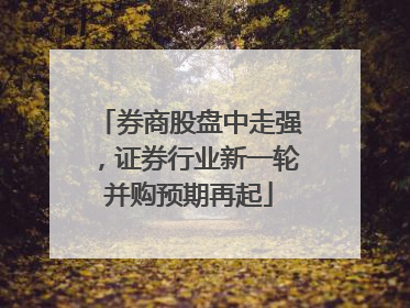 券商股盘中走强，证券行业新一轮并购预期再起