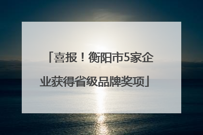 喜报！衡阳市5家企业获得省级品牌奖项