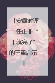 安徽时评：任正非“干就完了”的三重启示