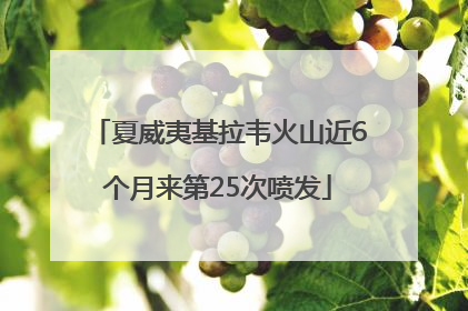 夏威夷基拉韦火山近6个月来第25次喷发