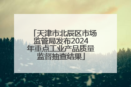 天津市北辰区市场监管局发布2024年重点工业产品质量监督抽查结果