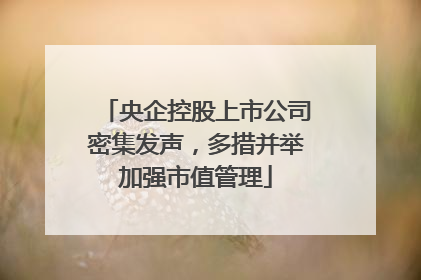 央企控股上市公司密集发声，多措并举加强市值管理