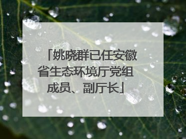 姚晓群已任安徽省生态环境厅党组成员、副厅长