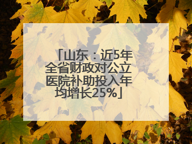 山东：近5年全省财政对公立医院补助投入年均增长25%