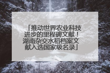 推动世界农业科技进步的里程碑文献！湖南杂交水稻档案文献入选国家级名录