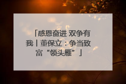 感恩奋进 双争有我丨董保立：争当致富“领头雁”