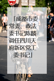 成都市委常委、政法委书记陈麟调任四川天府新区党工委书记