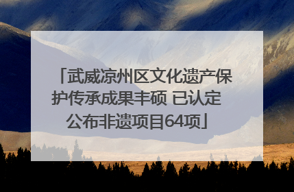 武威凉州区文化遗产保护传承成果丰硕 已认定公布非遗项目64项