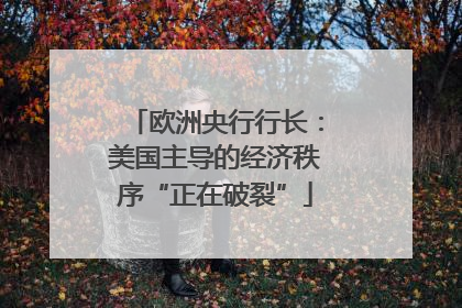 欧洲央行行长：美国主导的经济秩序“正在破裂”