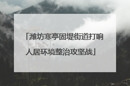 潍坊寒亭固堤街道打响人居环境整治攻坚战