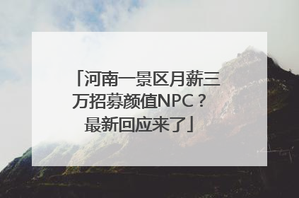 河南一景区月薪三万招募颜值NPC？最新回应来了