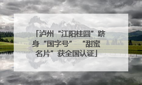 泸州“江阳桂圆”跻身“国字号” “甜蜜名片”获全国认证