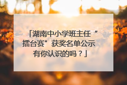 湖南中小学班主任“擂台赛”获奖名单公示 有你认识的吗？
