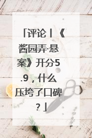 评论丨《酱园弄·悬案》开分5.9，什么压垮了口碑？