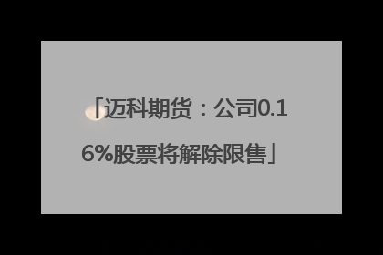 迈科期货：公司0.16%股票将解除限售