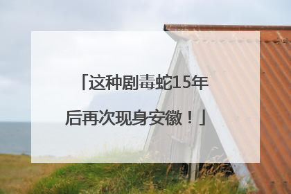 这种剧毒蛇15年后再次现身安徽！