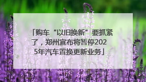 购车“以旧换新”要抓紧了，郑州宣布将暂停2025年汽车置换更新业务
