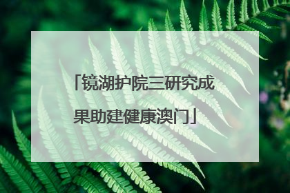 镜湖护院三研究成果助建健康澳门