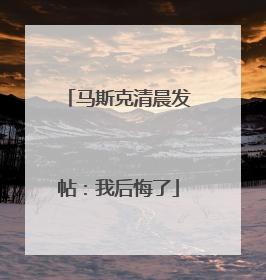 马斯克清晨发帖：我后悔了