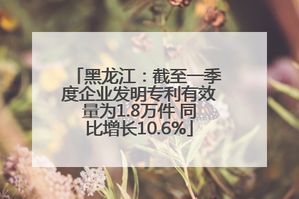 黑龙江：截至一季度企业发明专利有效量为1.8万件 同比增长10.6%