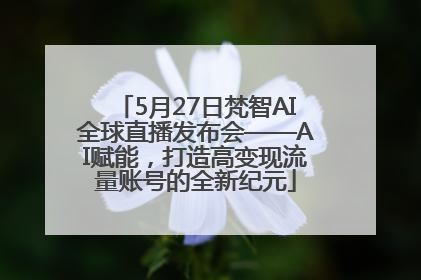 5月27日梵智AI全球直播发布会——AI赋能，打造高变现流量账号的全新纪元