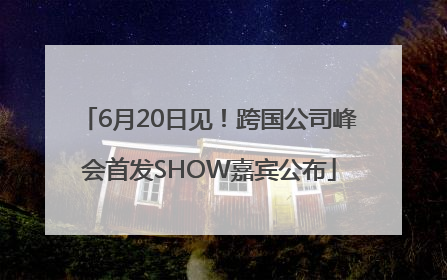 6月20日见！跨国公司峰会首发SHOW嘉宾公布
